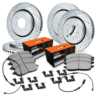 R1 Concepts WGXS2-40010 Drilled & Slotted Silver Rotor Set W/ Super Duty Pads & Hdw